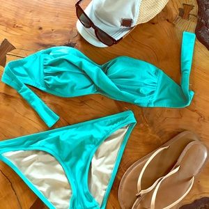 J Crew Aqua Bandeau Bikini